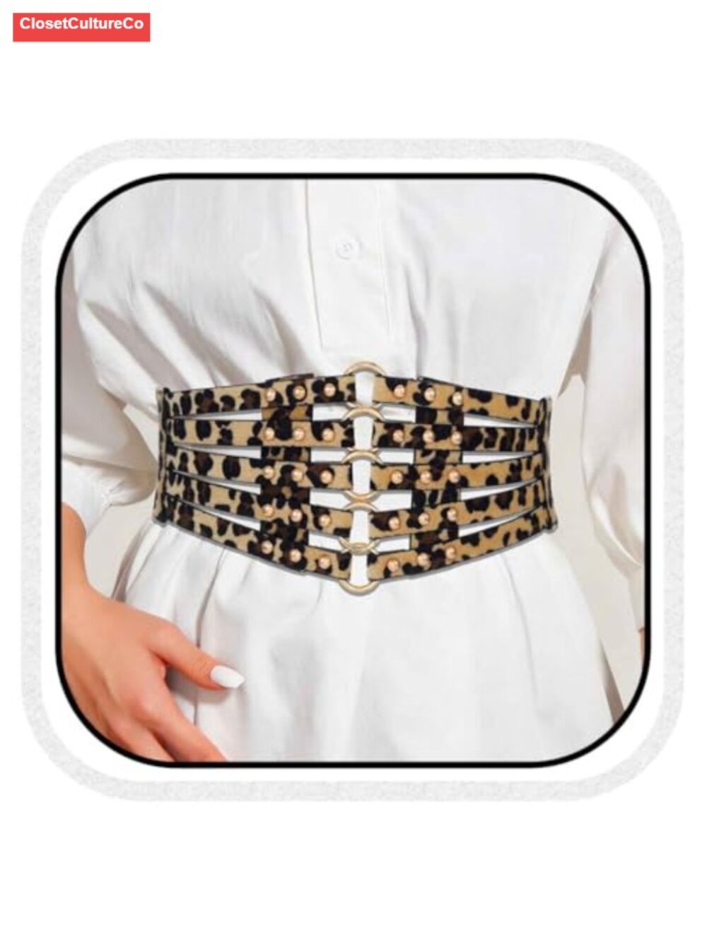 Hollow Out Rivet Corset Belt Wide Elastic Leather Waist Belt Women Punk